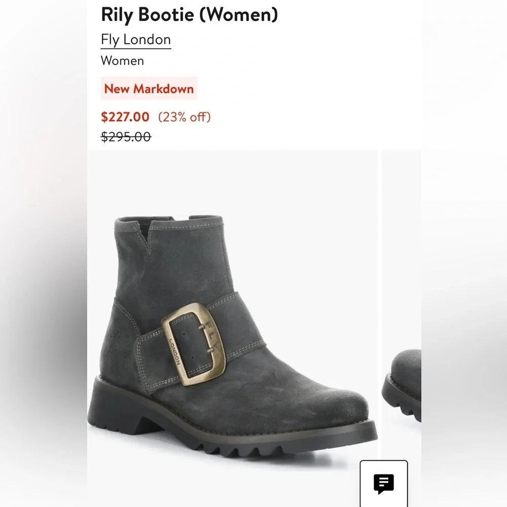 Fly London Riley Gray Suede Ankle Boots with Buckle - new - Picture 10 of 10